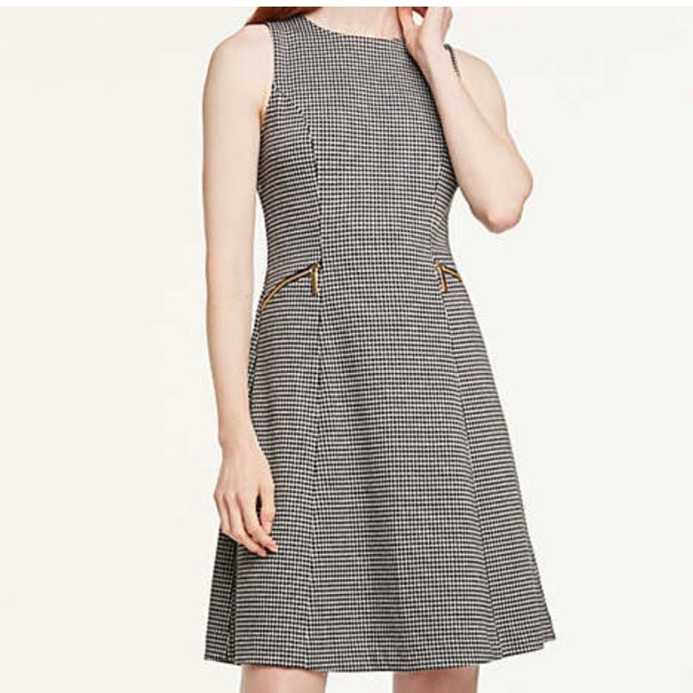 NWOT Ann Taylor Black and White Checked Swing Dress (size 8)